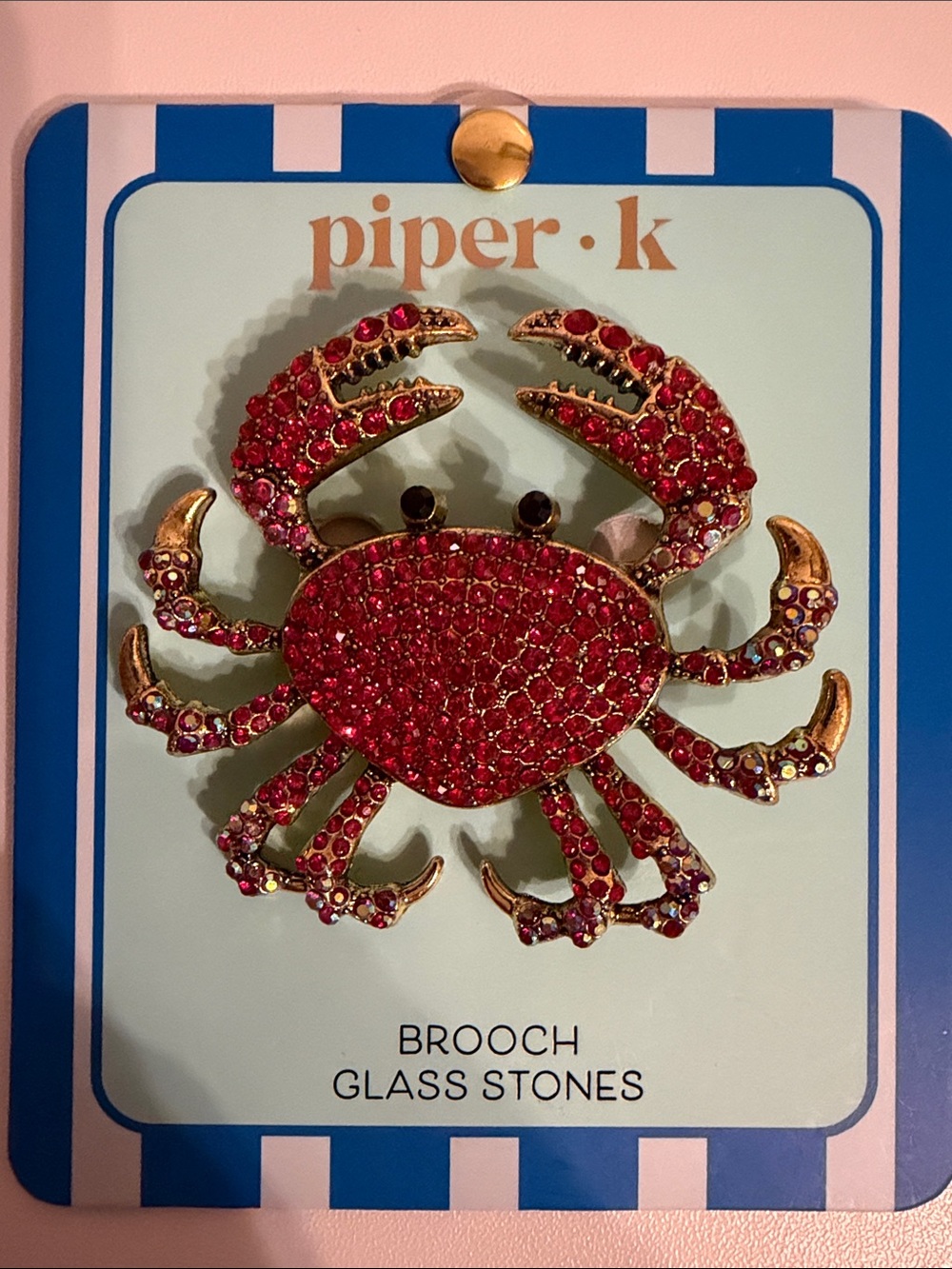 Piper Crab Brooch with Glass Stones
